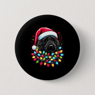 Badge Rond 5 Cm Labradoodle noir sapin de Noël lumières de Noël Do