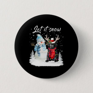 Badge Rond 5 Cm Labrador Pup Père Noël Chien Noël Snowman Xmas Paj