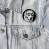 Badge Rond 5 Cm Labrador retriever aux nuances avec la réflexion (En situation)
