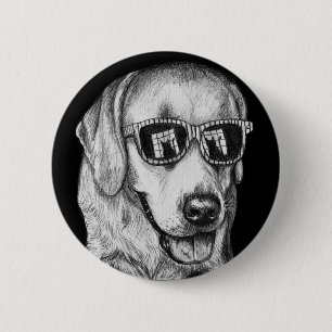 Badge Rond 5 Cm Labrador retriever aux nuances avec la réflexion