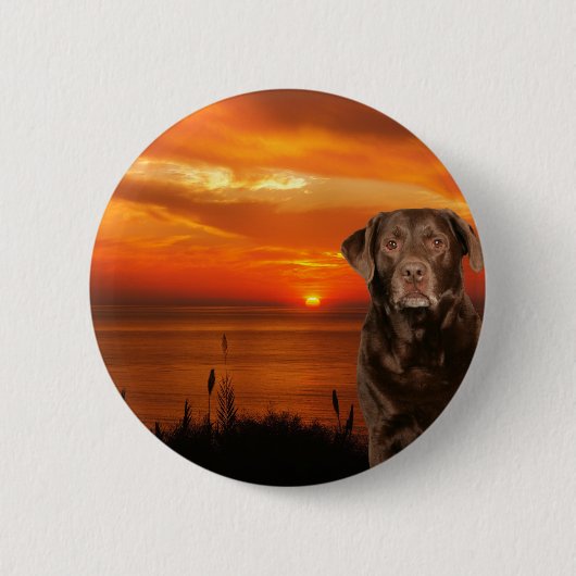 Badge Rond 5 Cm Labrador Retriever Chien assis à côté du coucher d (Devant)