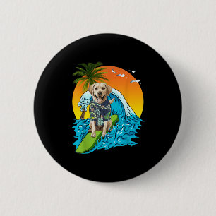Badge Rond 5 Cm Labrador Retriever Chien Surf Surfer Hawaii Summe