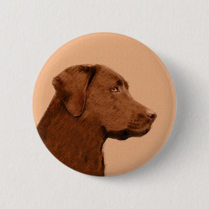 Badge Rond 5 Cm Labrador Retriever (Chocolate) Painting - Dog Art