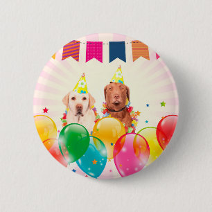 Badge Rond 5 Cm Labrador Retriever Dog Balloons Anniversaire