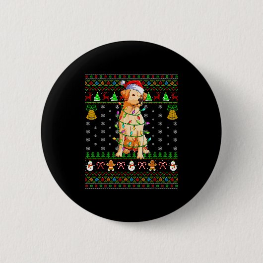 Badge Rond 5 Cm Labrador Retriever Dog Christmas Lights Ugly Sweat (Devant)