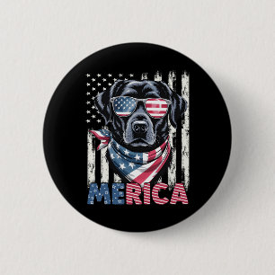 Badge Rond 5 Cm Labrador Retriever Drapeau Usa Merica Chien Patrio