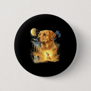 Badge Rond 5 Cm Labrador retriever hurlant à la lune vintage