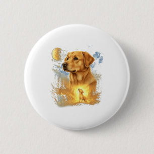 Badge Rond 5 Cm Labrador Retriever Hurle À La Lune Rétro Vintage