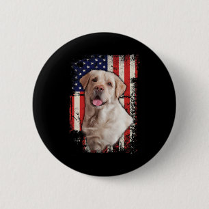 Badge Rond 5 Cm Labrador Retriever Jaune Chien Drapeau Américain P
