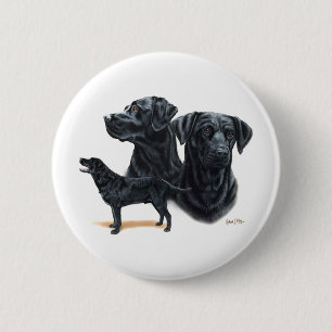 Badge Rond 5 Cm Labrador retriever noir