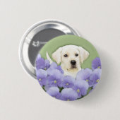 Badge Rond 5 Cm Labrador Retriever Puppy Painting Original Chien A (Devant & derrière)