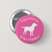 Badge Rond 5 Cm Labrador Theme Chien Baby shower Pink Lab (Devant & derrière)