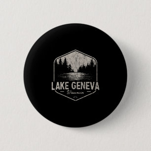 Badge Rond 5 Cm Lac Genève Wisconsin Extérieur Vintage