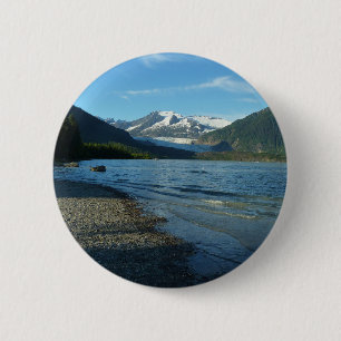 Badge Rond 5 Cm Lac Mendenhall dans Juneau Paysage de l'Alaska