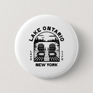 Badge Rond 5 Cm Lac Ontario New York Extérieur Vintage