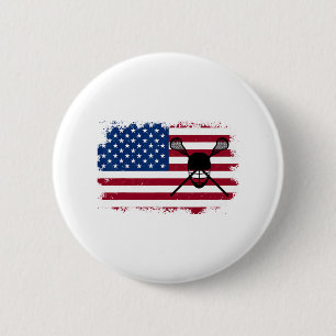 Badge Rond 5 Cm Lacrosse American Flag Art Pour Hommes Femmes 4ème
