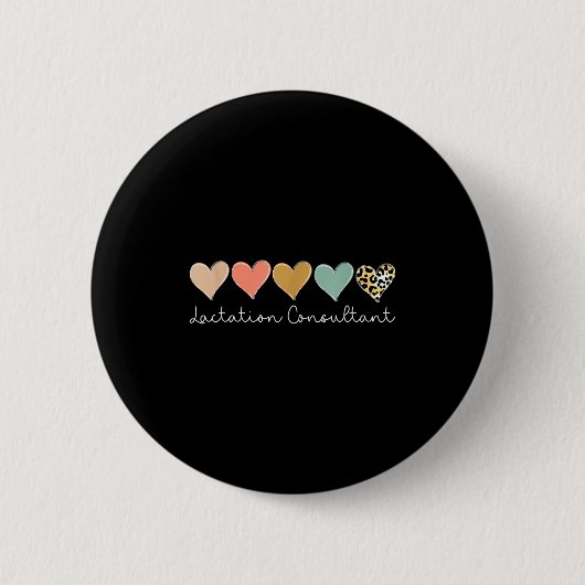 Badge Rond 5 Cm Lactation Consultant Leopard Heart, Valentine's Da (Devant)