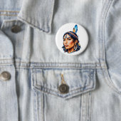 Badge Rond 5 Cm Lady amérindienne (En situation)