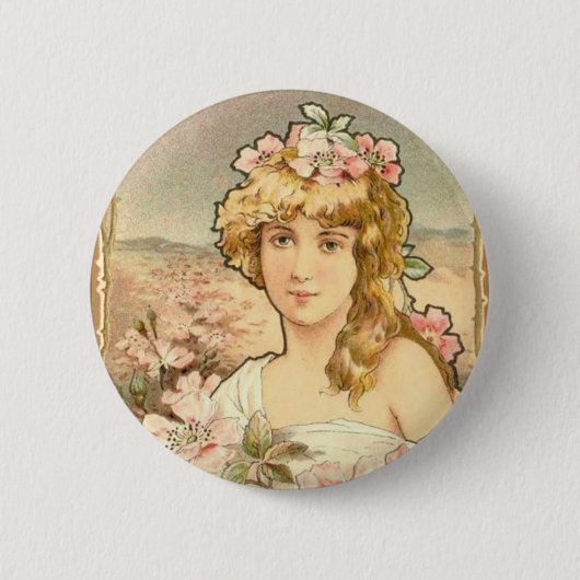 Badge Rond 5 Cm Lady Art Deco (Devant)