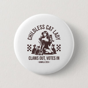 Badge Rond 5 Cm Lady chatte sans enfant