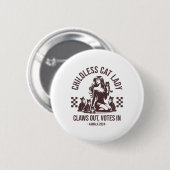 Badge Rond 5 Cm Lady chatte sans enfant (Devant & derrière)