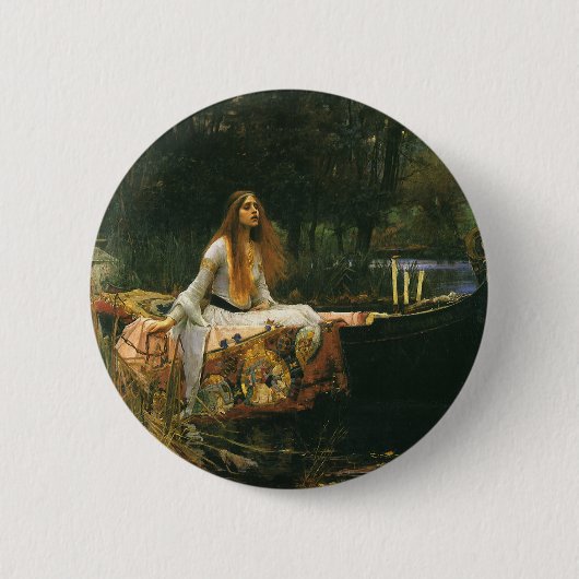 Badge Rond 5 Cm Lady Shalott On Boat par John William Waterhouse (Devant)