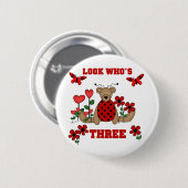 Badge Rond 5 Cm Ladybug Bear 3e maillots d'anniversaire (Devant & derrière)
