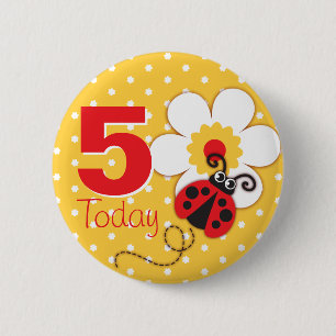 Badge Rond 5 Cm Ladybug filles anniversaire 5 aujourd'hui bouton j