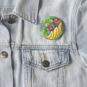 BADGE ROND 5 CM LADYBUGS QUI RETOURNENT SUR LES FEUILLES D'AUTOMNE