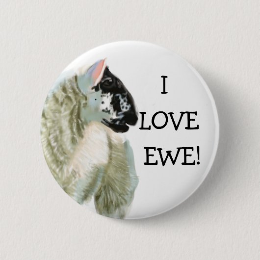 Badge Rond 5 Cm L'agneau mignon aime la brebis (Devant)