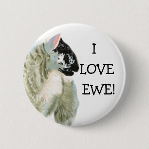 Badge Rond 5 Cm L'agneau mignon aime la brebis