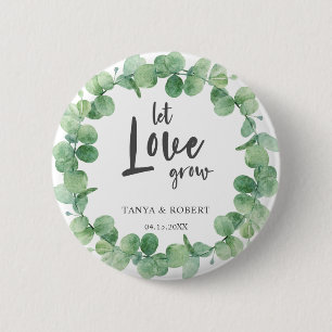 Badge Rond 5 Cm Laisser l'amour grandir Eucalyptus Wreath Sage Gre