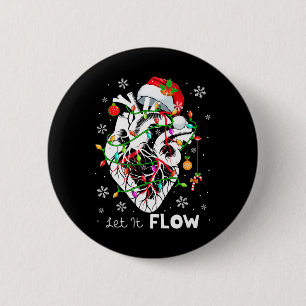 Badge Rond 5 Cm Laissez-le Flow Xmas Anatomie Père Noël Partie Car