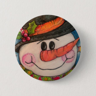 Badge Rond 5 Cm Laissez lui neiger - bonhomme de neige givré
