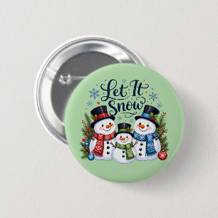 Badge Rond 5 Cm Laissez Tomber la Famille de Bonshommes de Neige