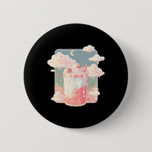Badge Rond 5 Cm Lait de fraise Milkshake Kawaii Lofi Cute Pastel