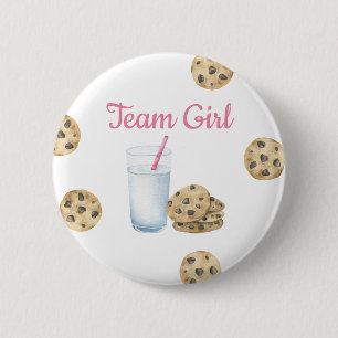 Badge Rond 5 Cm Lait et cookies Révélation de genre - Team Girl