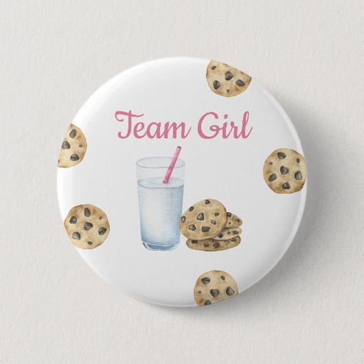 Badge Rond 5 Cm Lait et cookies Révélation de genre - Team Girl (Devant)