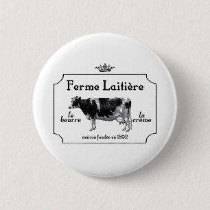 Badge Rond 5 Cm Lait Français vintage Avec Vache Vintage