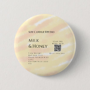 Badge Rond 5 Cm Lait miel bougie soja entreprise ajouter q r code