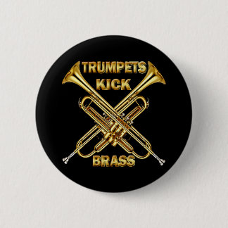 Badge Rond 5 Cm Laiton de coup-de-pied de trompettes