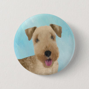 Badge Rond 5 Cm Lakeland Terrier Peinture - Cute Original Chien Ar