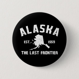 Badge Rond 5 Cm L'Alaska La Dernière Frontière