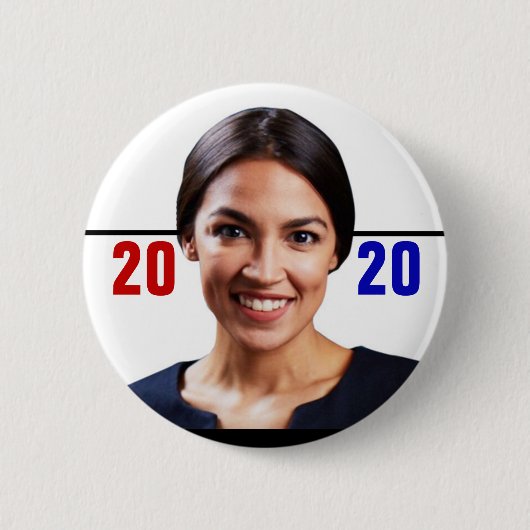 Badge Rond 5 Cm L'Alexandrie Ocasio-Cortez 2020 (Devant)