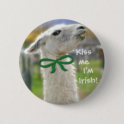 Badge Rond 5 Cm Lama-Baiser irlandais je je suis le bouton de St (Devant)