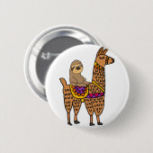 Badge Rond 5 Cm Lama drôle frais d'équitation de paresse (Devant & derrière)