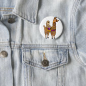 Badge Rond 5 Cm Lama drôle frais d'équitation de paresse (En situation)