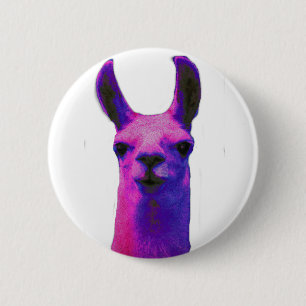 Badge Rond 5 Cm Lama graphique rose