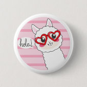 Badge Rond 5 Cm Lama mignon Hola (Devant)