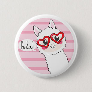 Badge Rond 5 Cm Lama mignon Hola